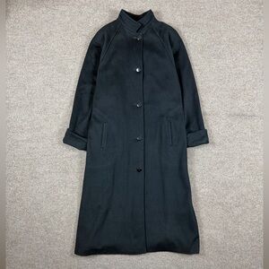 Vintage Portrait Black Wool Long Floor Length Winter Coat Women XL/XXL High Neck